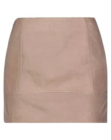Dove grey Leather Mini skirt