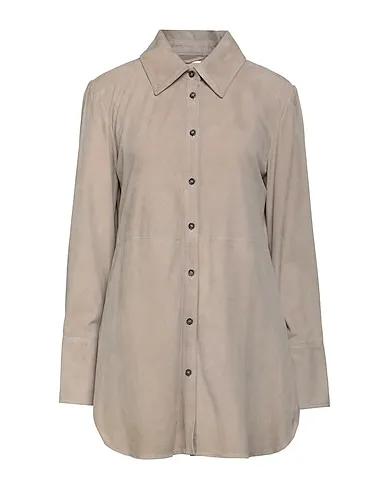 Dove grey Leather Solid color shirts & blouses
