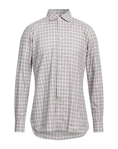 Dove grey Plain weave Checked shirt