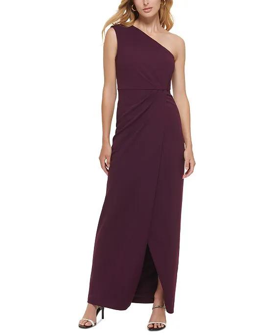 Draped One-Shoulder Gown