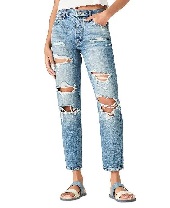 Drew High-Rise Ripped Mom Jeans