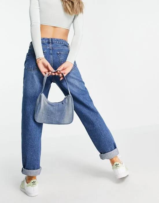 DTT Veron relaxed fit mom jeans in mid blue wash