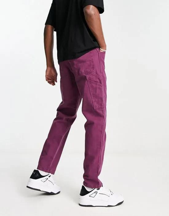 Duck Canvas carpenter pants in burgundy