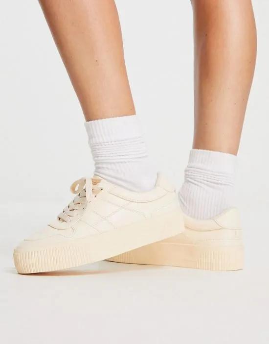 Duet flatform lace up sneakers in beige drench