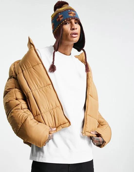 earflap beanie with fairisle knit