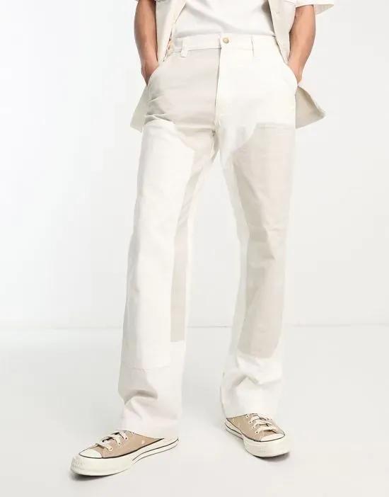 eddyville color block carpenter pants in off white<sub></sub>