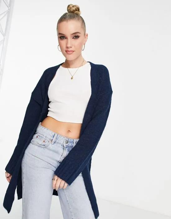 edge to edge midi cardigan in navy