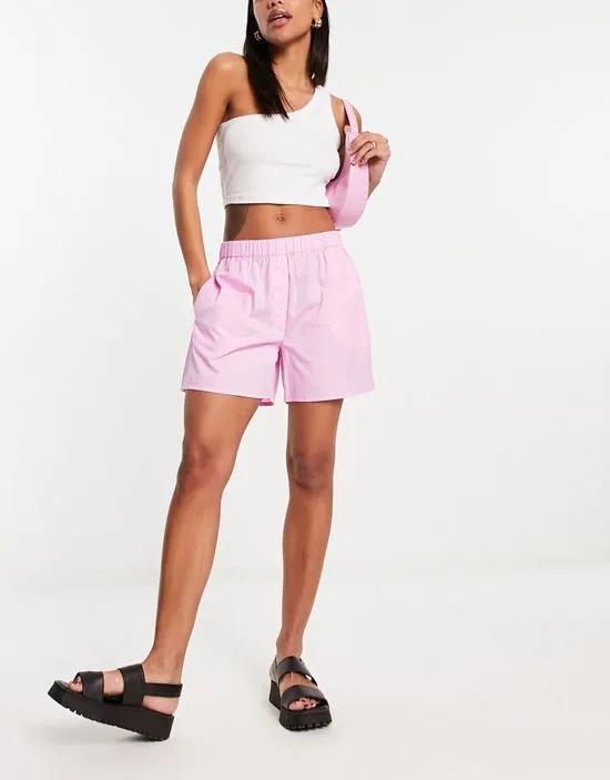 elasticated waist boxer shorts in bubblegum pink