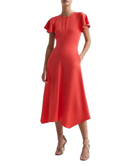 Eleni Flutter Sleeve Midi Dress