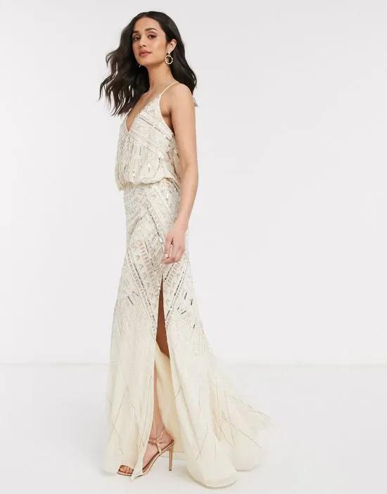 embellished maxi dress with cowl back