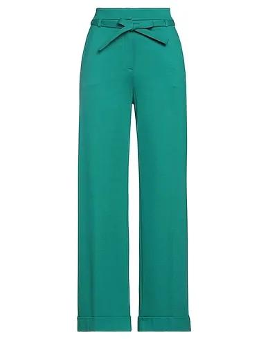 Emerald green Plain weave Casual pants