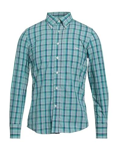 Emerald green Plain weave Checked shirt