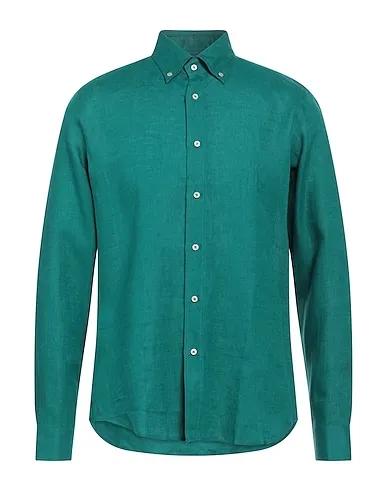 Emerald green Plain weave Linen shirt