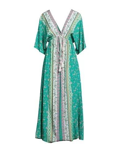 Emerald green Plain weave Long dress