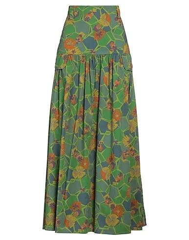 Emerald green Plain weave Maxi Skirts