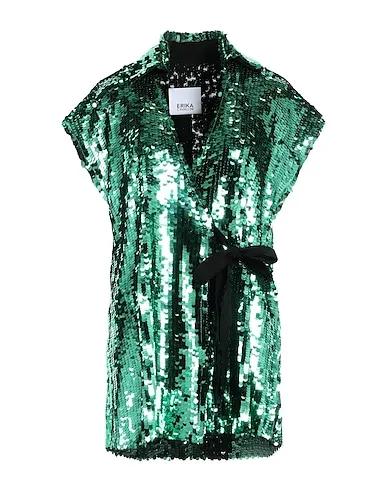 Emerald green Plain weave Solid color shirts & blouses