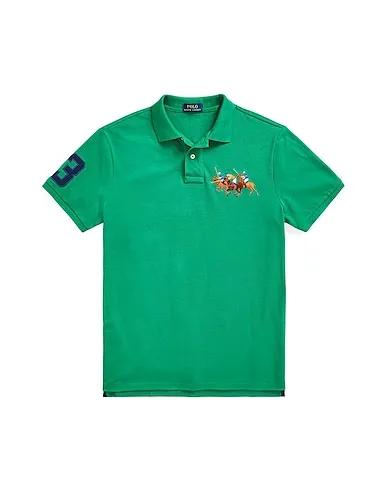 Emerald green Polo shirt CUSTOM SLIM FIT TRIPLE-PONY POLO SHIRT
