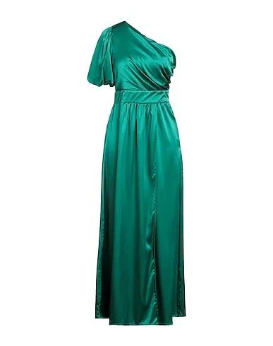 Emerald green Satin Midi dress