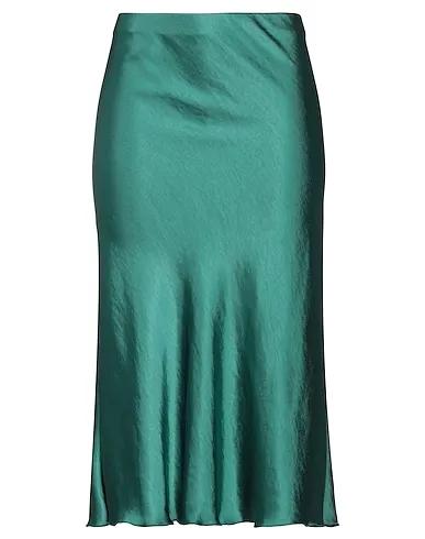 Emerald green Satin Midi skirt
