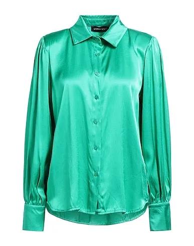 Emerald green Satin Solid color shirts & blouses