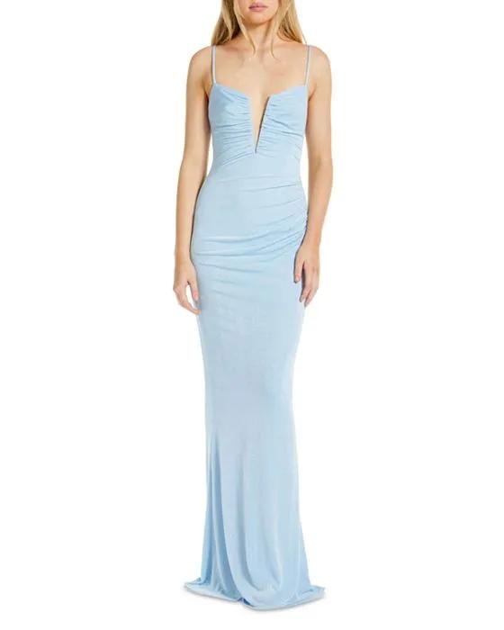 Erykah Ruched Plunge Gown