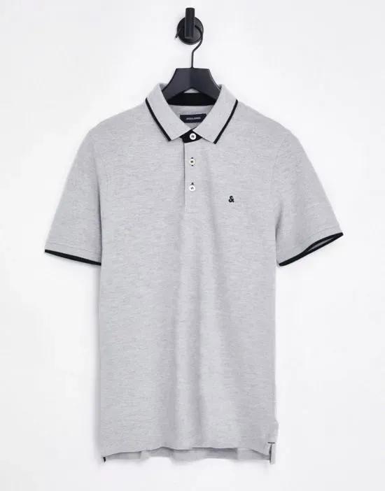 Essentials jersey polo in gray melange
