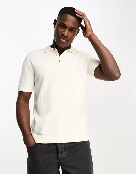 Essentials knit polo in ecru