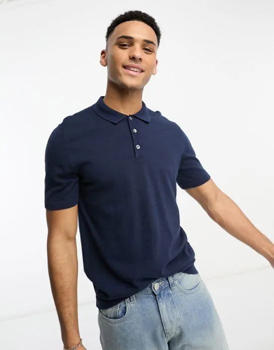 Essentials knit polo in navy