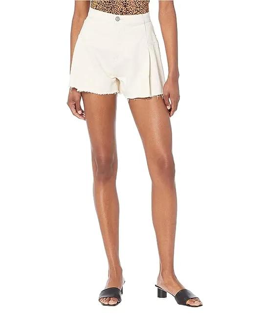 Eva Pleated Shorts in Distressed Egret 3