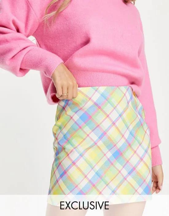 Exclusive mini skirt in pastel check