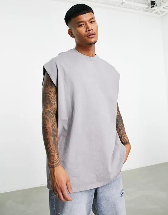 extreme oversized tank top in gray