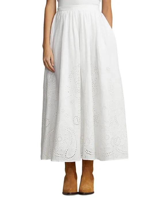 Eyelet Midi Skirt