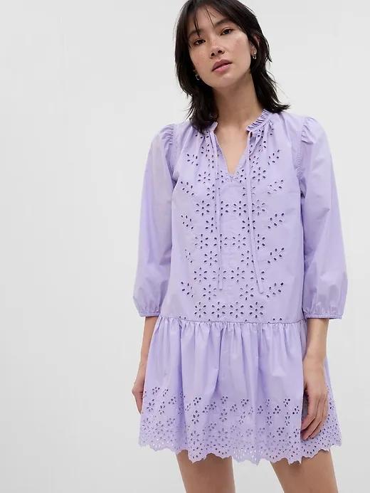 Eyelet Mini Dress