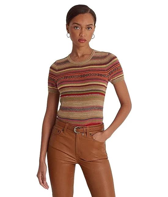 Fair Isle & Striped Short Sleeve Sweater