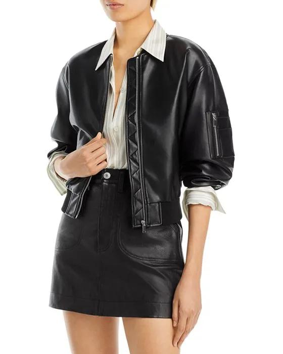 Faux Leather Bomber Jacket - 100% Exclusive