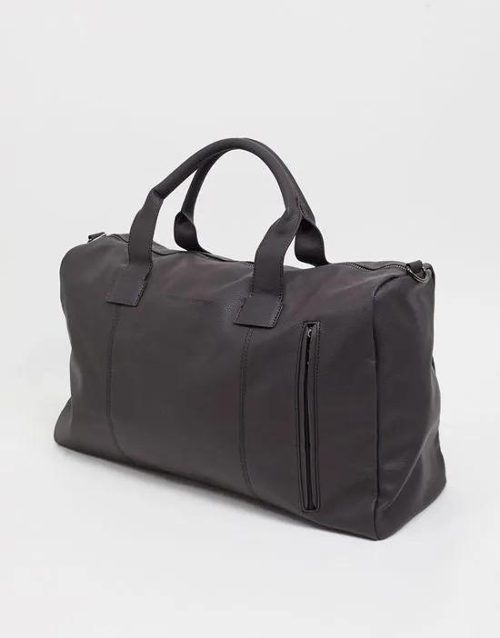 faux leather classic holdall bag in brown