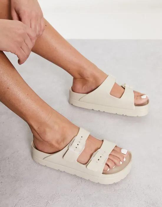Fawn flatform jelly mules in off white