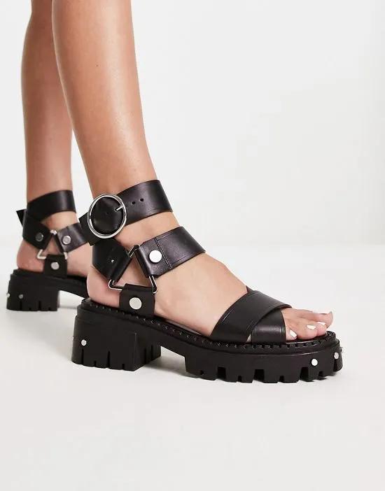 Fisher leather chunky sandals in black
