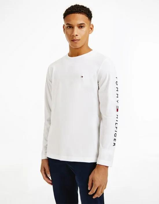 flag and arm logo long sleeve top in white