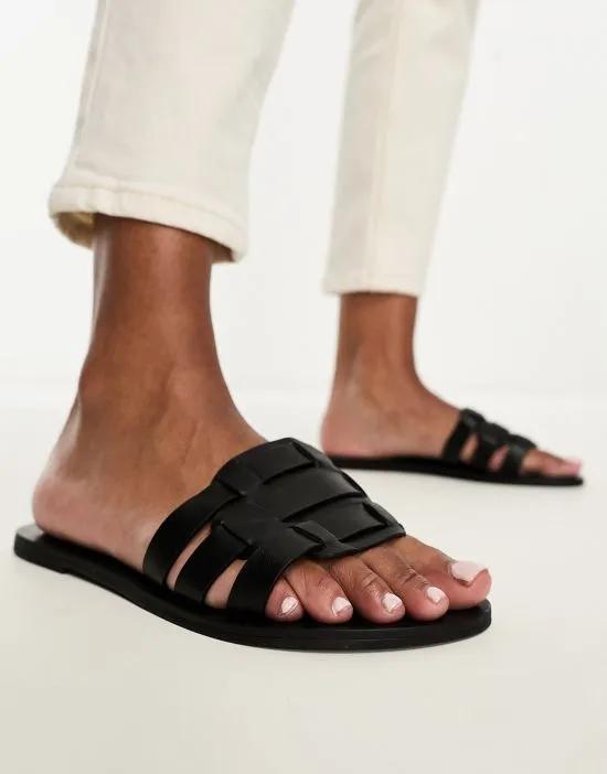 flat sandals in black