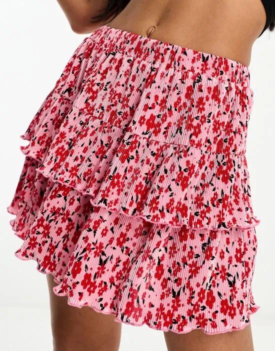 flippy plisse skirt in ditsy floral