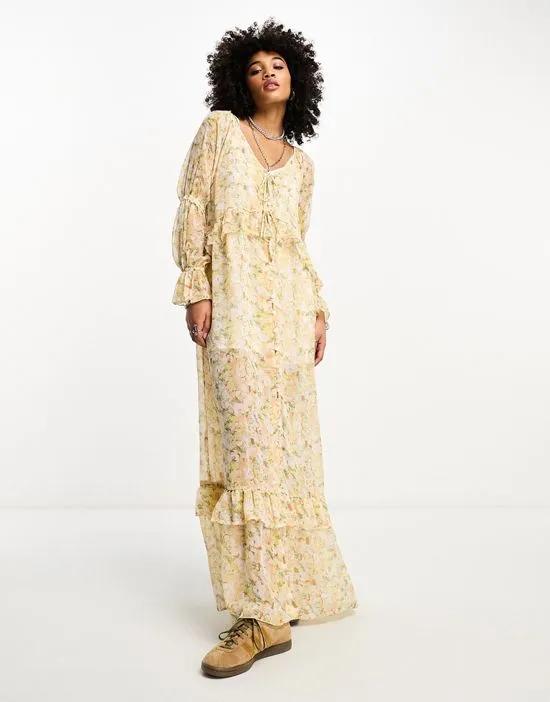 floaty long sleeve dress in pretty floral print