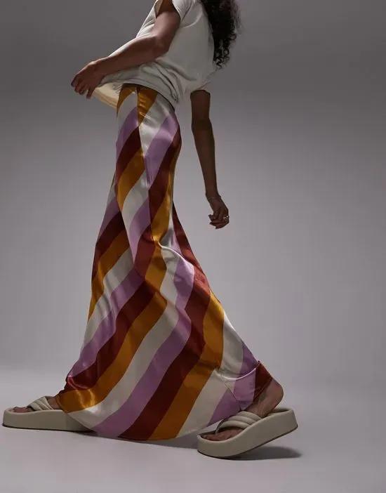 floor length 70s stripe skirt in multi