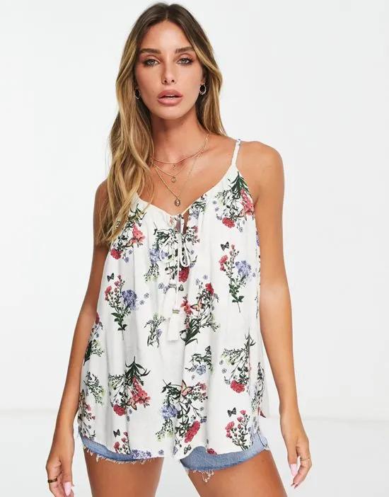 floral cami top in white