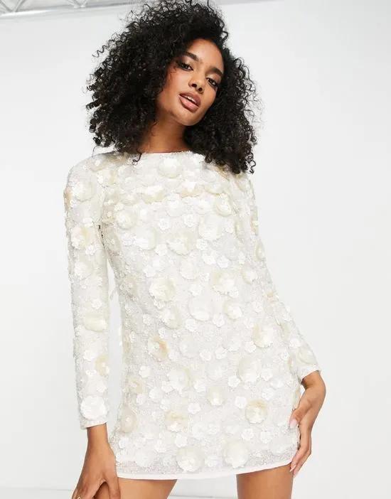 floral embellished mini shift dress