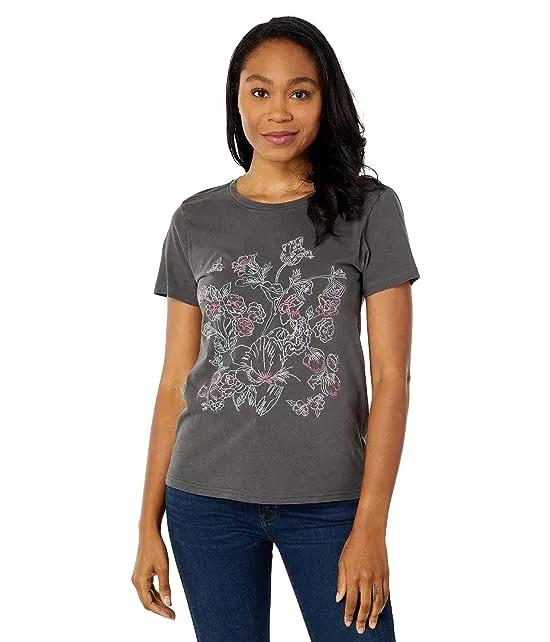 Floral Embroidered Classic Crew Tee