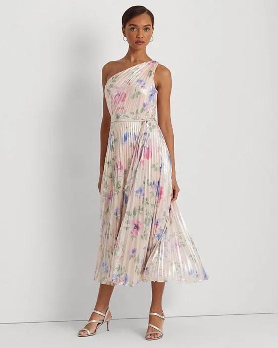 Floral Georgette One Shoulder Gown