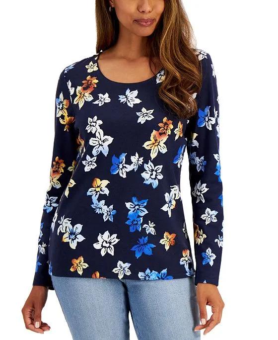 Floral-Print Scoop-Neck Top, Created for Macy's