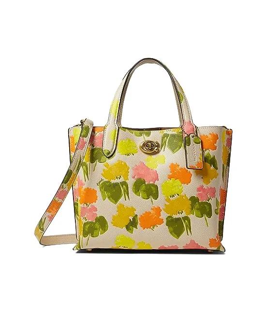 Floral Printed Leather Willow Tote 24