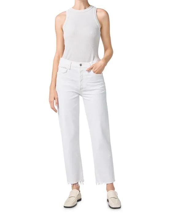 Florence High Rise Wide Straight Leg Jeans in Chantilly